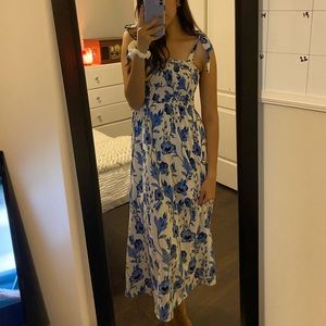 White and blue floral dress